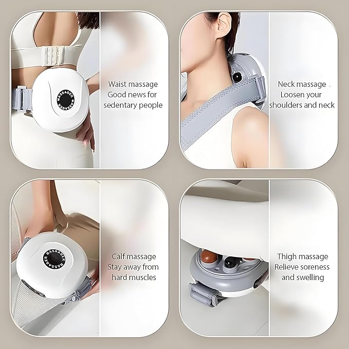 Abdominal Massager Electric Fast Warming Belly Belt 20kg/s Torque 3 Levels Intensity Adjustable 30mm Large Meteorite Massage Head for Waist/Neck/Thigh
