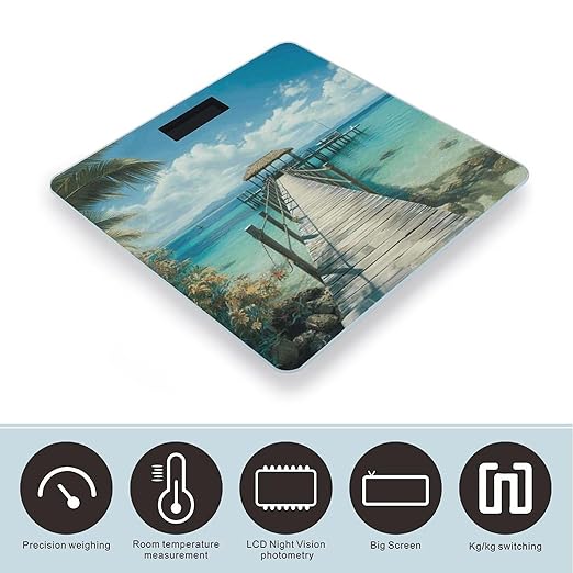 Tropical Pier Smart Scale for Body Weight Accurate Bathroom Scale with LED Display Digital Weight Scales Weighing Machine High Precision Scales for Bath Home