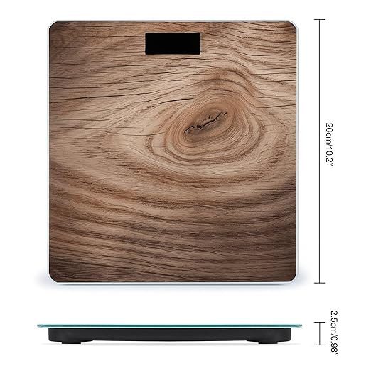 Wood Grain Scale for Body Weight Highly Accurate Digital Bathroom Scale Sturdy Tempered Glass Weighing Scales with LCD Display Fashion Body Fat Smart Scales 400lb