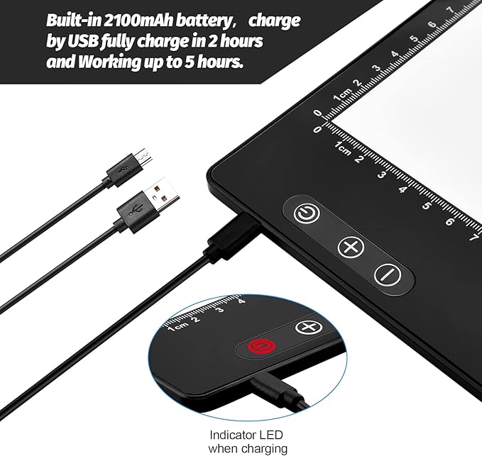 Rechargeable Magnetic A4 LED Light pad &amp Tracing Light Pad Case Black