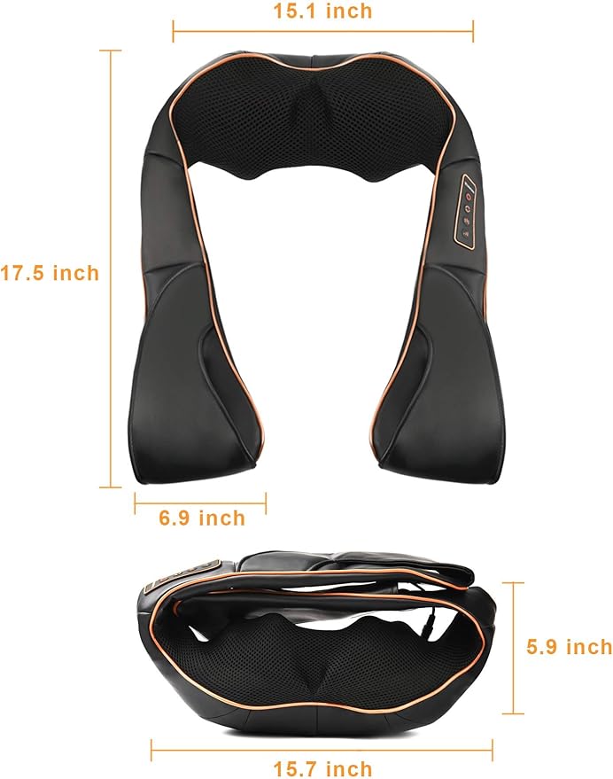 TRIDUCNA Neck Back Massager with Heat Shiatsu Electric Deep Tissue with 3D Kneading Massage 3 Intensity Levels Muscle Pain Relief for BackNeckShoulderLegs Gifts for Her/Him/Friend/Mom/Dad