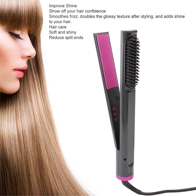 3 in 1 Curling IronProfessional Curling Wand Set with Hair Straightener Brush Hair Straightener Fast Heating for All Hair Types (US)