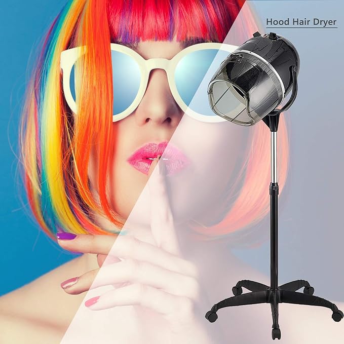 Adjustable Ionic Hooded Hair Dryer Professional Stand up Bonnet Hard Hat Dryer on Wheels Salon Barber Beauty Hair Treatment Styling Equipment