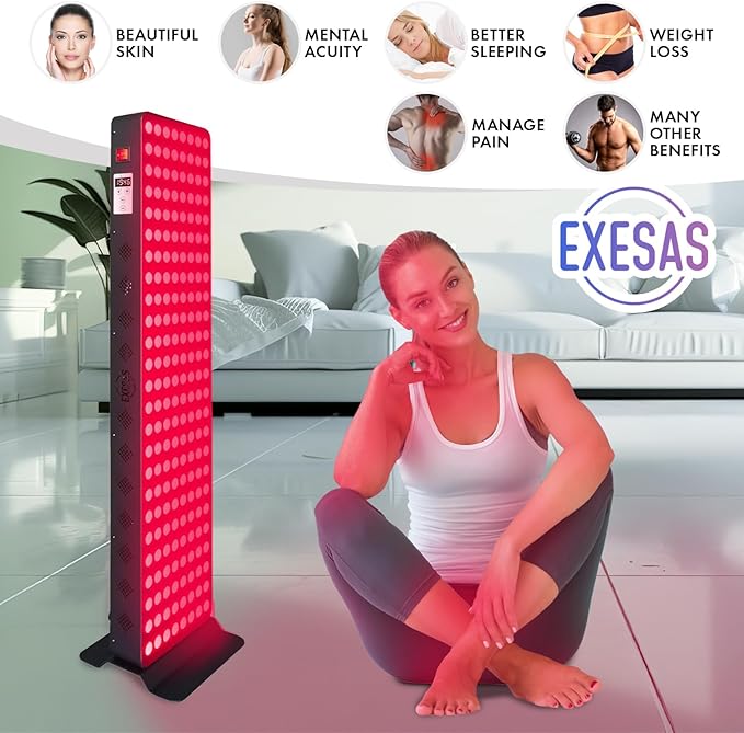 Red Light Therapy Device for Full Body 630nm 660nm 810nm &amp 850nm Near Infrared Dual-Chip Clinical Grade LED Panel for Smooth Skin Weight &amp Pain Management and Overall Wellness (1000-Watt