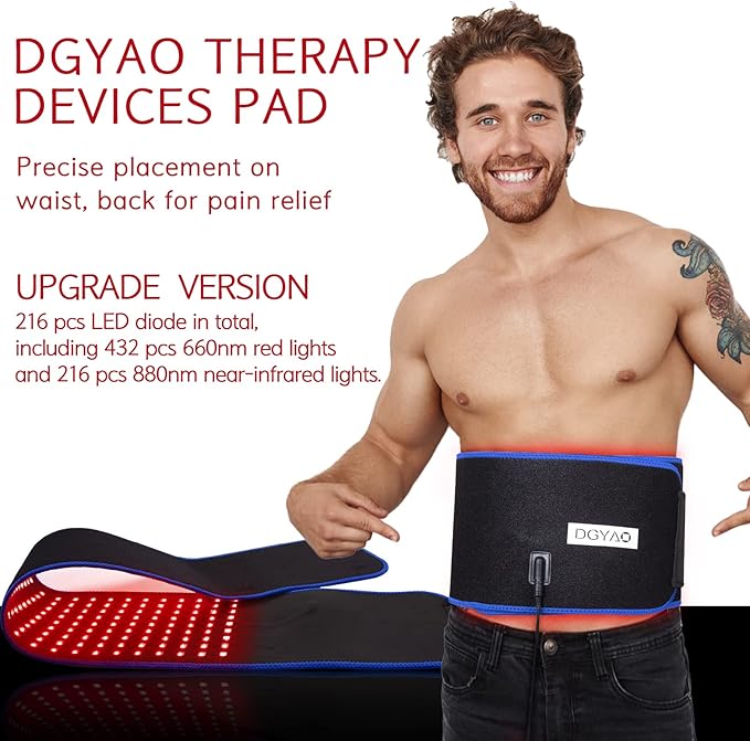 DGXINJUN Red Infrared Light Therapy Devices for Body Wrap Back Pain Relief Home Use Wearable Belt Joints Muscle Benefits