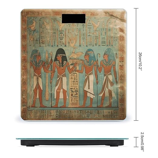 Women in Ancient Egypt Bathroom Scale Automatic Power On/Off Body Scales LCD Backlight Display Square Digital Scale Rounded Corners Bathroom Scales for Home Bedrooms
