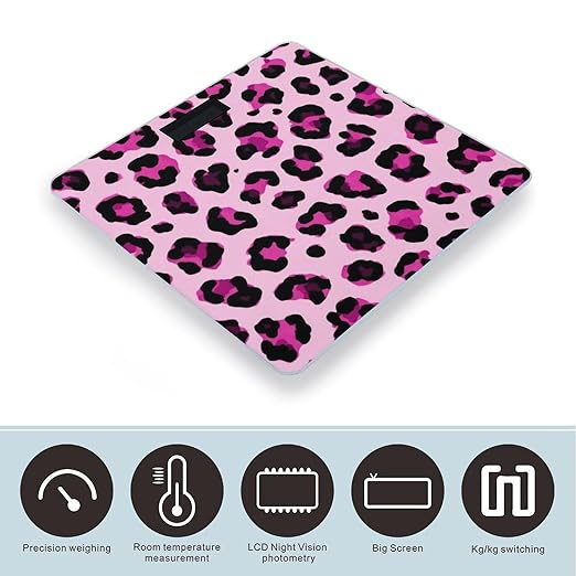 Smart Scale for Body Weight Digital Bathroom Weighing Scale Energy Saving Scale Cheetah Leopard Print Pink Floral