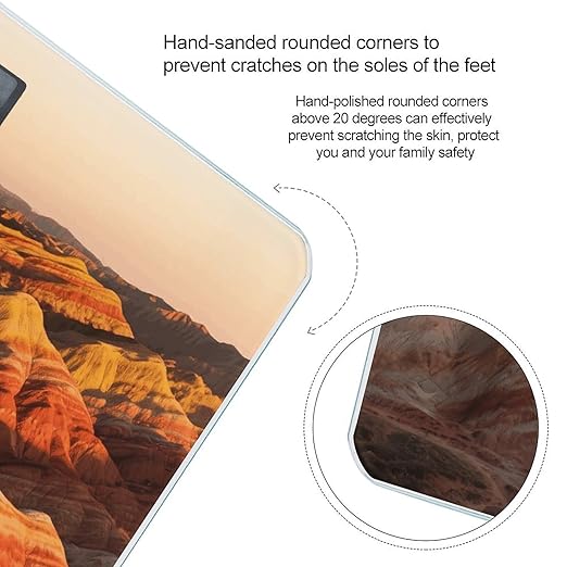 Danxia Landform Scale for Body Weight Sturdy Tempered Glass Weighing Scales with LCD Display Accurate Digital Bathroom Scale Convenient Body Fat Smart Scales Easy Read
