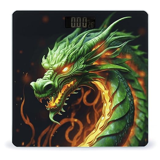 Chinese Dragon Scale for Body Weight Safe Rounded Corners Tempered Glass Digital Bathroom Scale LED Display 400lb Capacity Weight Scales with High Precision Sensors
