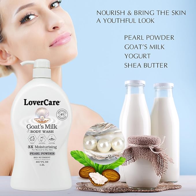 goat's milk body wash shower cream Pearl Powder 40.7 oz (1200ml)