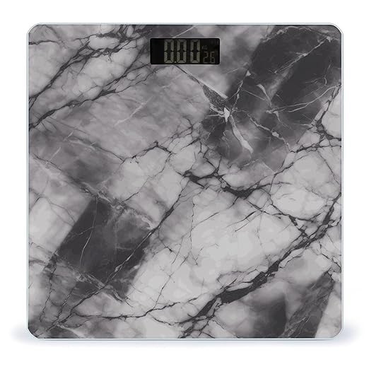 Light Black Marble Scale for Body Weight Precision Bathroom Weighing Scales with Back Lit LCD Display Sturdy Tempered Glass Body Weight Scales Digital Bathroom Scale 400lb