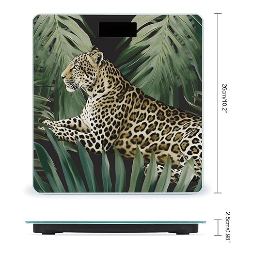 Leopard Palm Leaf Scale for Body Weight Digital Bathroom Scale Precision Smart Weighing Scales with Clear LED Display Accurate High Precision Scales Weighing Machine