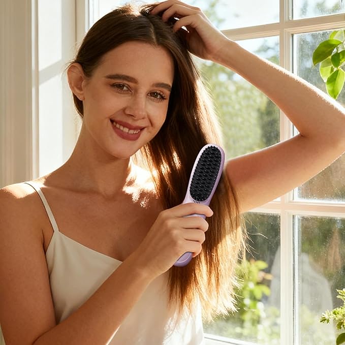 Hair Straightener - Portable Straightening Brush Cordless USB Rechargeable Styling Tool | Ceramic Hairdressing Comb For Travel Blowout Holiday Salon Home Wedding Bridal Spa Party Summer Holiday Daily
