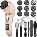 Electric Callus Remover for Feet Portable Pedicure Kit Foot File Callus Remover Rechargeable Waterproof Foot File for Foot Care Deadskin Remover with 9Head&ampLCD Display Gold