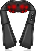 Back Massager with Red Light Hot Compress and 16 Massage Heads Foldable Shawl Design 3D Deep Tissue Kneading Pillow Massage for Men Women Christmas Gift (Color : Black)