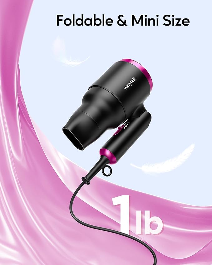 Wavytalk Foldable Hair Dryer and Heat protectant Spray for Hair 1.69 Fl Oz