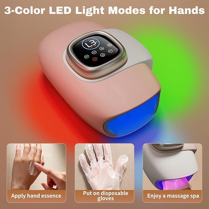 Hand Massager with Heat and Compression Cordless Electric Hand &amp Wrist Massager for Arthritis &amp Carpal Tunnel Relief 3 Modes Rechargeable – Pink