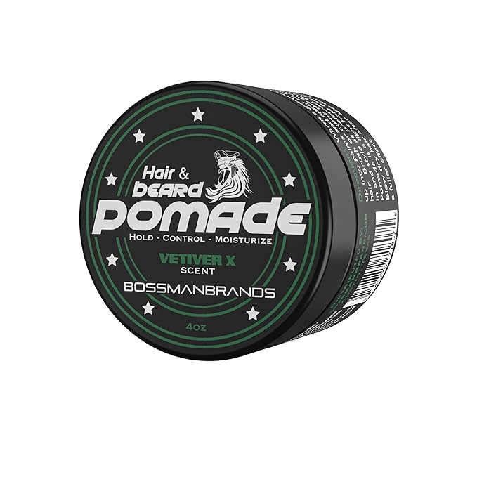 Bossman Natural Hair &amp Beard Pomade for Men (Vetiver X Scent) – Medium Hold &amp Moisturizing for Hair Beard &amp Mustache Styling – Made in USA