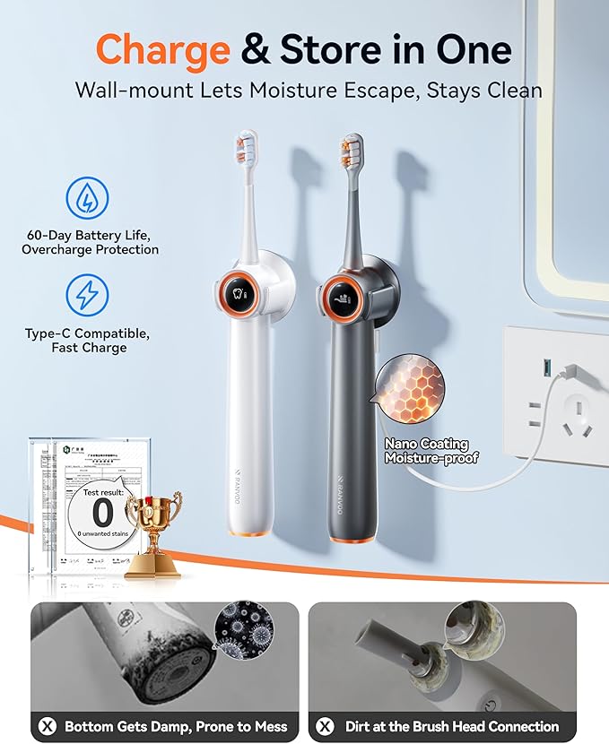 RANVOO] Save $42 to Get AirJet X3 Electric Toothbrush Gray and AirJet X5 Electric Toothbrush Together