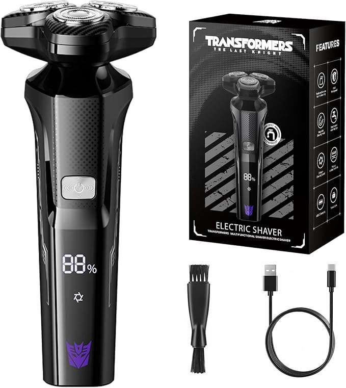 TRANSFORMERS Electric Shavers for Men 3D Floating Cutter Electric Razor 1200mAh Battery LED Display IPX7 WaterproofBeard Trimmer for Sensitive Skin Pop-up Pruner Razors for Men