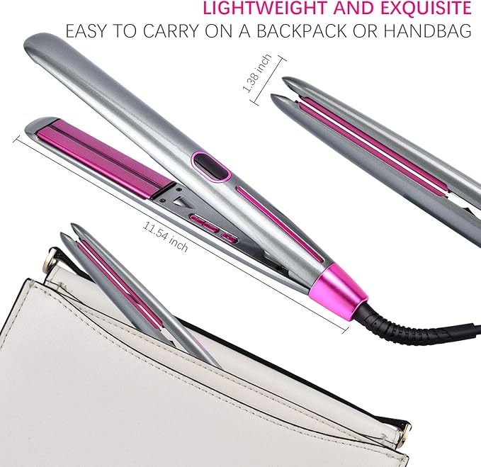 Professional Hair Straightener and Curler 1 inch Flat Iron with Adjustable LCD Tempareture Display 266°F - 446°F Ion Hair Straightener Suitable for All Hair Types