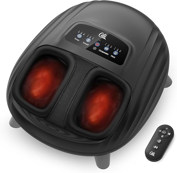 CILI Foot Massager with Heat Shiatsu Foot Massage Machine for Plantar Fasciitis Neuropathy 3 Sole &amp Instep Heating Levels 3 Intensity Adjustable Up to Size 14 Gifts for Him Her
