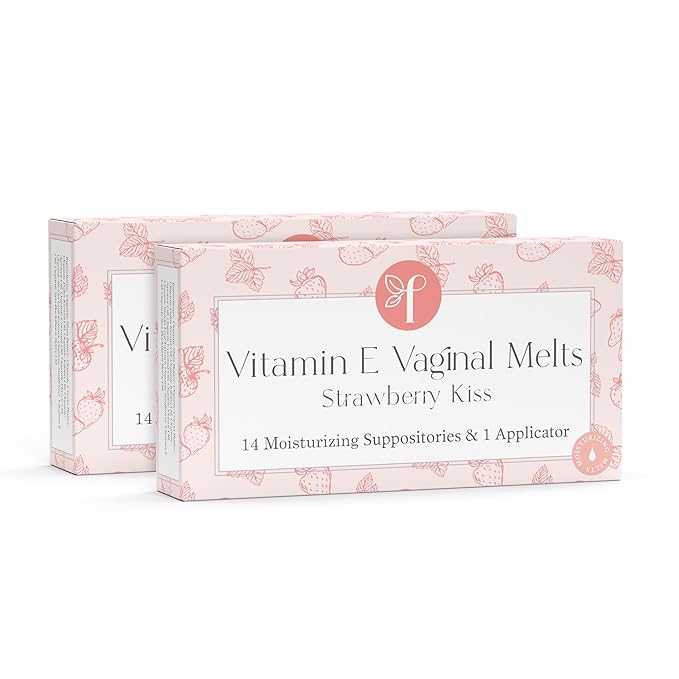 Femallay Organic Vaginal Melts – Strawberry 2 Pack – Moisturizes and Refreshes – 14 Count + Applicator
