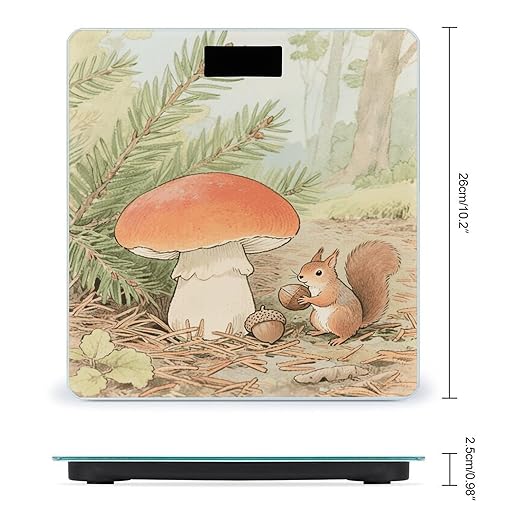 Vintage Mushroom Weight Scale Large Bathroom Scales Digital Weight with Bright LED Display Non Slip Automatic Weighing Scale Fashion Weighing Machine for Body