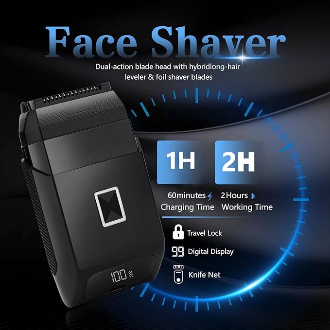Soonsell Manscape Beard Trimmer for MenIPX7 Waterproof 4 in 1 Men's Grooming KitBall ShaverNose Hair ClippersElectric RazorHair Clippers for MenLED DisplayWet/Dry Trimmer