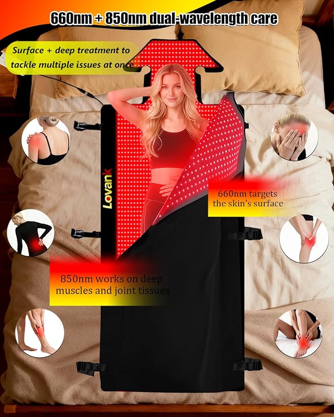 Red Light Therapy Mat for Full Body — 81x33 Infrared Red Light Mat with 2710 (660nm &amp 850nm) LEDs for Home Use