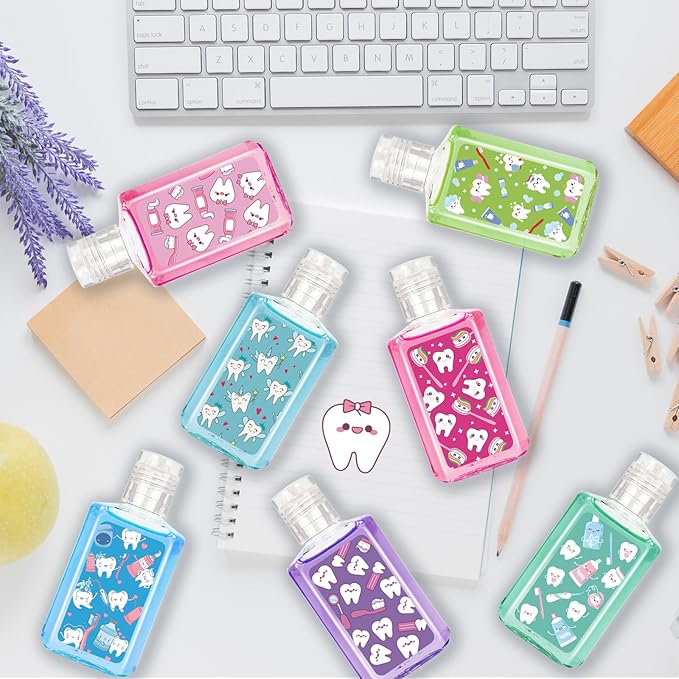 50 Pcs Dental Assistant Mini Hand Sanitizer Bulk Dental Assistants Gift Nurse Appreciation Gift Cute Teeth Small Hand Sanitizer 1fl oz Travel Size Hand Soap for Nurse Week Gifts