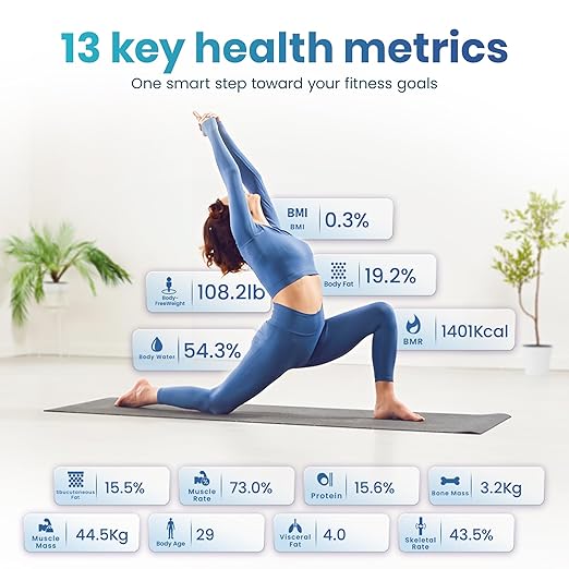 Smart Weight Scale for Body Weight with Mobile App | Tri-Color Breathing Light | Digital Weight Scale for BMI Body Composition Muscle &amp More