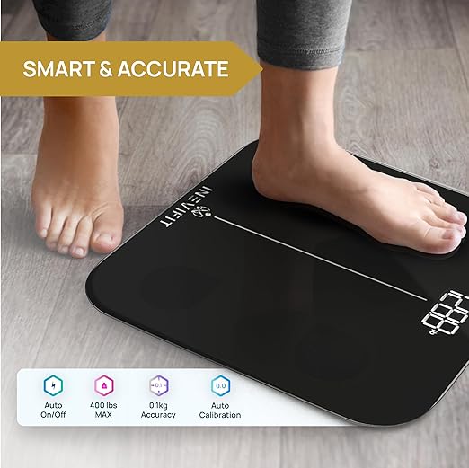 INEVIFIT Smart Premium Bathroom Scale Highly Accurate Bluetooth Digital Bathroom Body Weight Scale Precisely Measures Weight &amp BMI for Unlimited Users