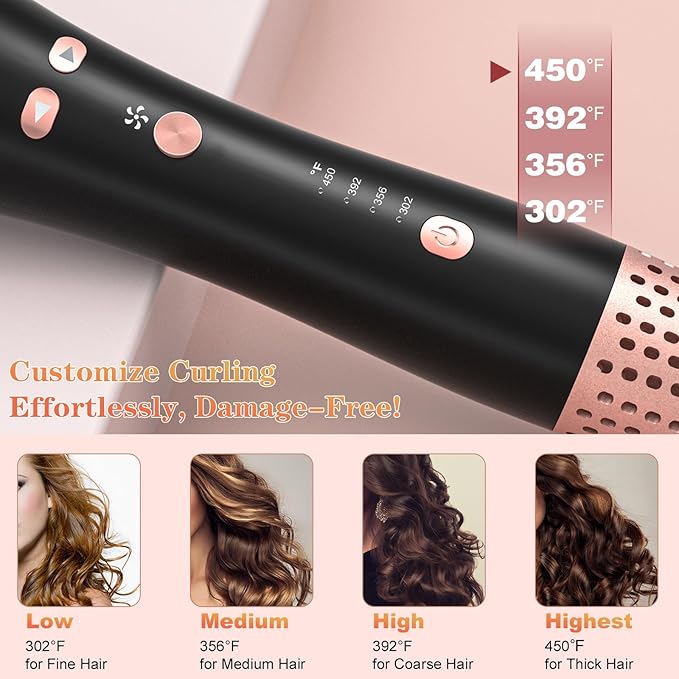 Automatic Curling Iron Meidiero Auto Hair Curlers with 1 Hair Curler Large Barrel Cool Air Anti-Tangle Rotating Curling Wand Iron for Hair Styling Dual Voltage with Auto Shut-Off 4 Tempe Settings