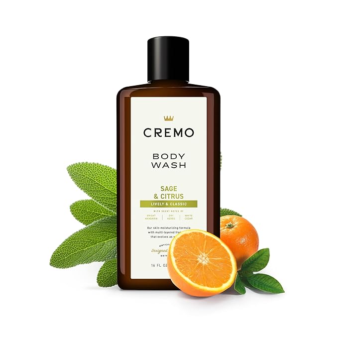 Cremo Rich-Lathering Sage &amp Citrus Body Wash A Revitalizing Combination of Bright Mandarin Dry Herbs and White Cedar 16 Fl Oz (2-Pack)