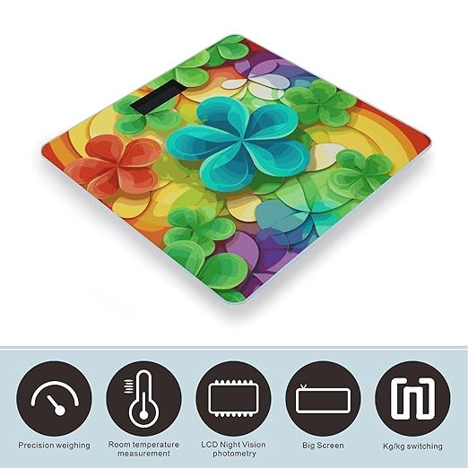 Rainbow Circle Shamrock Bathroom ScaleHighly Accurate Digital Weighing Machine for People Bright LED Display Weight Scale for The Aldult Home Use