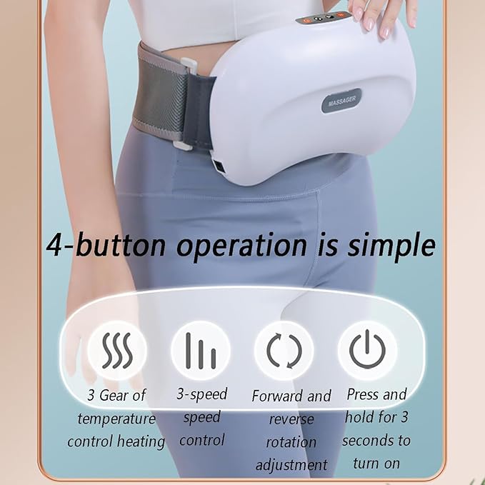 Automatic Abdominal Massager Stomach Massager Positive and Negative Kneading/3 Gear Temperature and Speed Adjustable for Back Pain Relief Slimming Belt for Promote Digestion