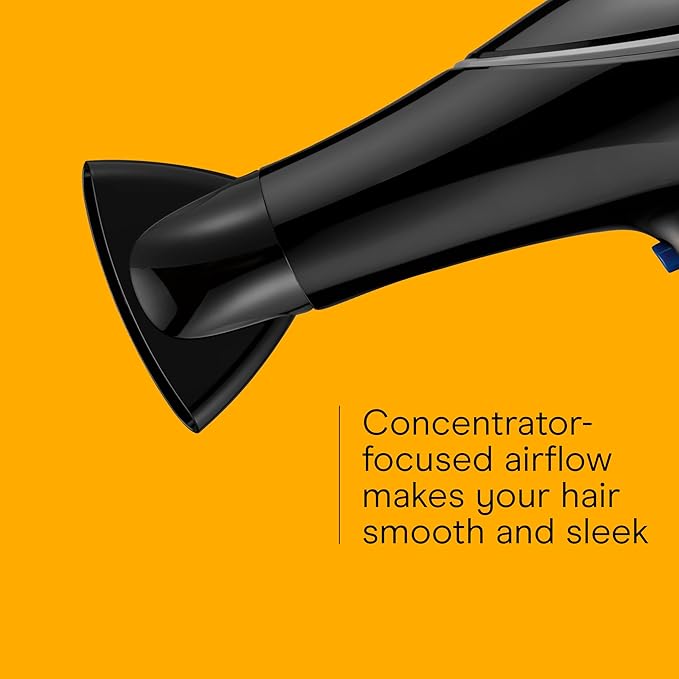 Conair Hair Dryer Style &amp Shine Natural Crystal Collection 1875W Hairdryer 3 Heat Settings 2 Speeds Blow Dryer with Concentrator Attachment Ionic &amp Hematite-Infused Ceramic Technology Bl