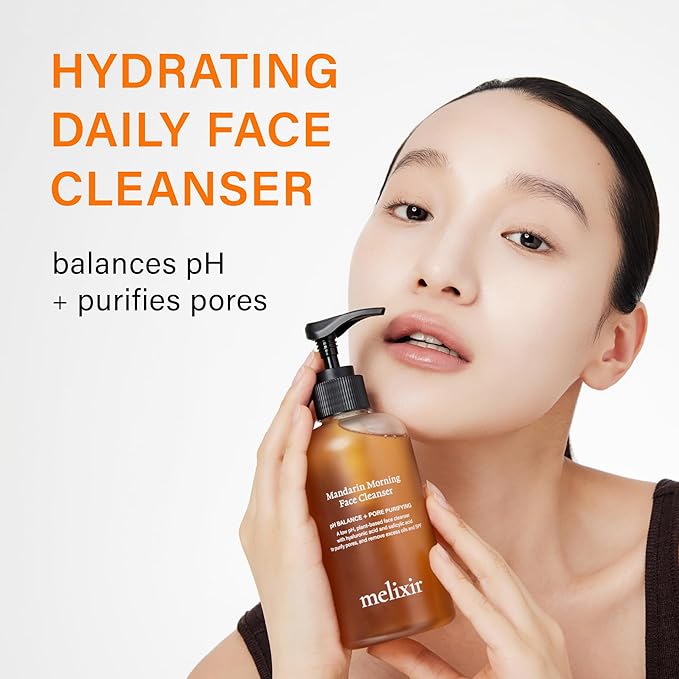 Melixir Airfit Invisible Sunscreen &amp Mandarin Morning Face Cleanser Duo for Sensitive Skin Korean Sunscreen with Rice &amp Hyaluronic Acid No White Cast Salicylic Acid Cleanser Hydrating Skin