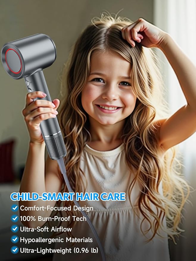2026 Hair Dryer Blow Dryer with Diffuser - 200000 RPM High-Speed Ionic Technology for Women and Man 1200M Negative Ions &amp Brushless Motor Low Noise Design with Magnetic Nozzle Attachments (Gra