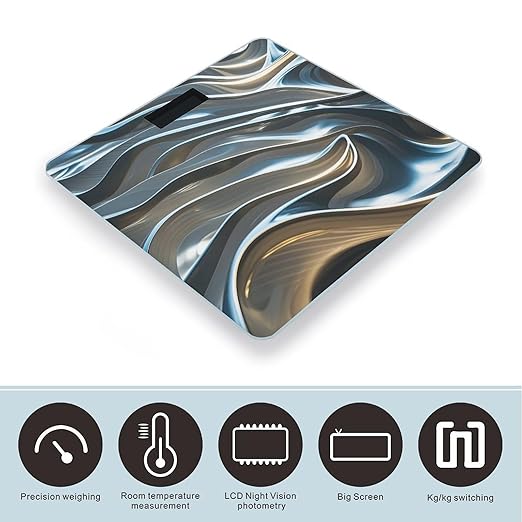 Wavy Texture Lines Scale for Body Weight Digital Bathroom Scale Toughened Glass High Precision Scales for Body Weight with Large LCD Backlight Display Weight Scales