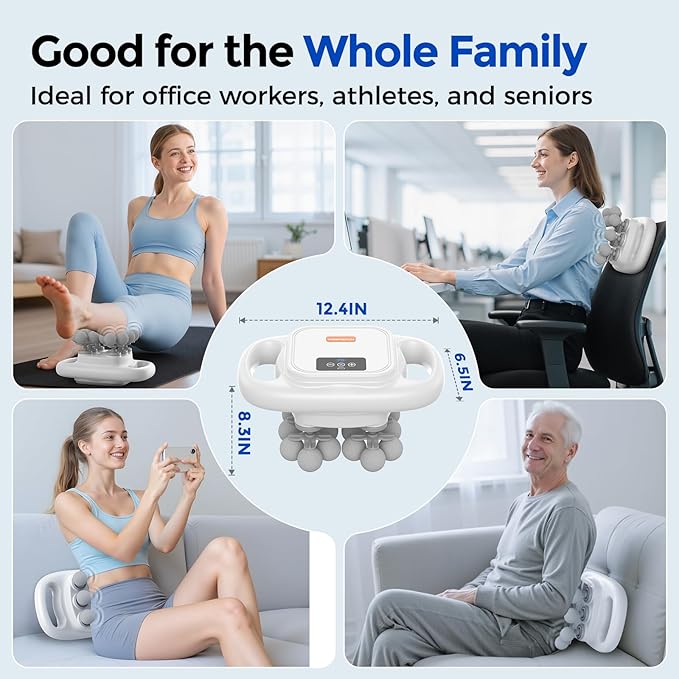 FEIERDUN 16-Head Massage Gun Set Deep Tissue Percussion Massager with 8 Modes &amp 50 Intensities Portable Quiet Muscle Massage Gun for Legs Waist Back Neck Buttocks Muscles Pain Relief White