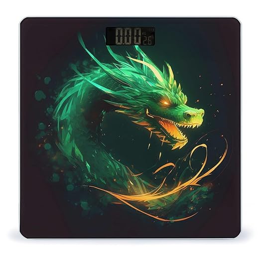 Green Dragon Scale for Body Weight Sturdy Tempered Glass Weighing Scales with LCD Display Accurate Digital Bathroom Scale Convenient Body Fat Smart Scales Easy Read