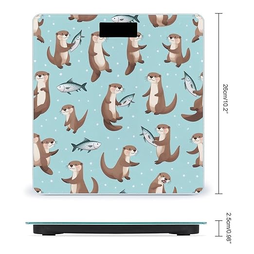 Women's Digital Bathroom Weighing Scale Automatic Switch Energy Saving Scale Smart Scale for Body Weight Cute Otter Fish Pattern