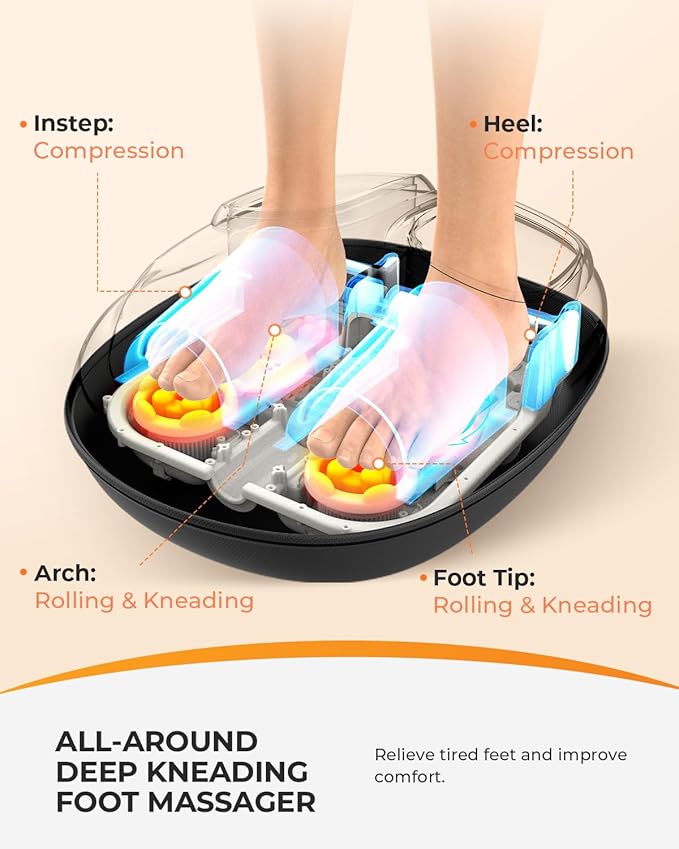 CooCoCo Upgraded Shiatsu Foot Massager - FSA Eligible Foot Massager for Plantar Fasciitis &amp Neuropathy HSA Feet Massager with Heat Foot Warmer for Women Men Foot Pain Relief Home Office Use