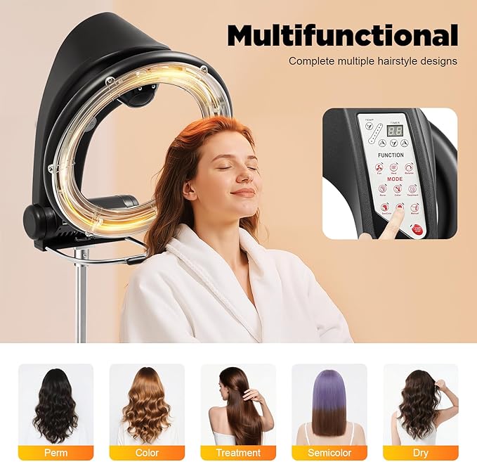 Standing Hair Dryer Professional Hair Processor Height Adjustable Hair Dryer with Wheelsfor Salon Beauty Barber Shop 1000W 110V