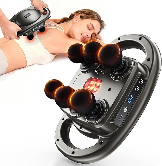 AERLANG Massage Gun Deep Tissue 6 Head Muscle MassagerBack Massager for Pain ReliefPercussion Massage Tool Handheld Messager with 9 Levels &amp 4 Modes Christmas Gifts White Elephant Gifts for Adul