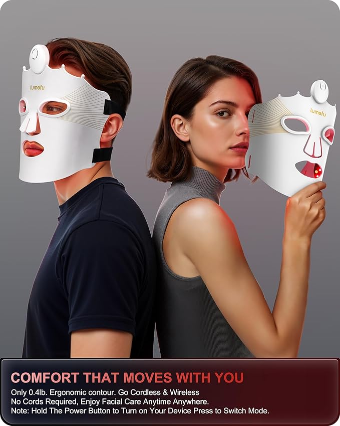 Lumefu Nimbus Red Light Therapy for Face FDA-Cleared 3D Red Light Therapy Mask Anti-Acne Full Face Coverage 3 Treatment Modes 850nm NIR &amp Blue LED Cordless Portable Home Use &amp Travel