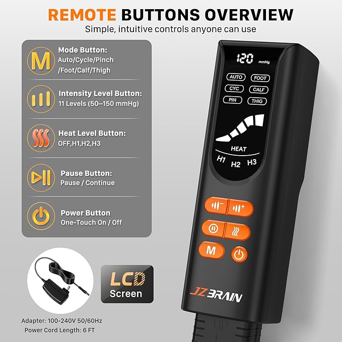Air Compression Leg Recovery Boots : Sequential Full Leg Compression Massager System for Muscle Relaxation &amp Relief - 11 Intensity 6 Modes 3 Heat for Athletes &amp Gym (Large)