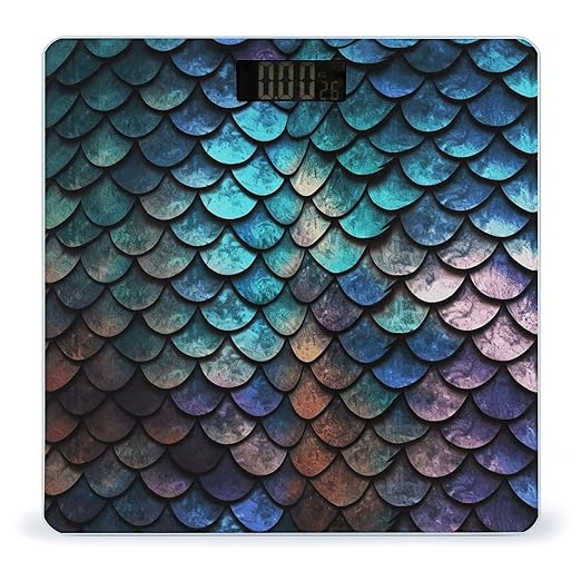 3D Magical Dragon Scales Pattern Bathroom Scale Weight Scale for Body WeightHighly Accurate Digital Weighing Machine Clear LED Display Digital Bathroom Body Scale 400lb/182kg